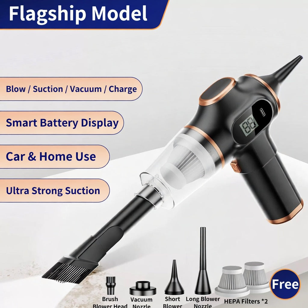 Cordless Handheld Vacuum Cleaner with Blower, 2-in-1 Car Vacuum Powerful Suction & Blow, LED Display, 4000mAh