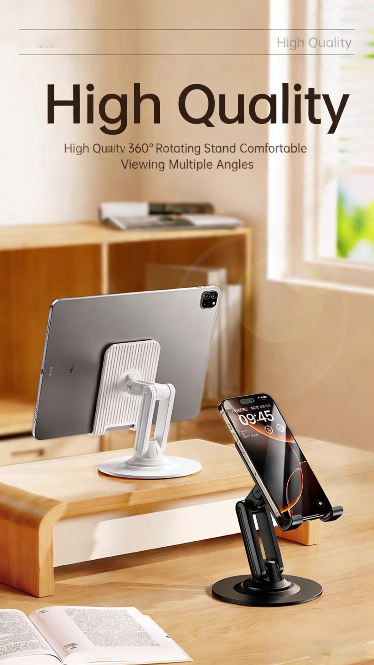 thetree Rotatable Phone & Tablet Stand 2025 | Metal Portable Foldable 360° Adjustable Desktop Holder for iPad, Pro & Devices - Ideal for Studying, Drawing, Gaming