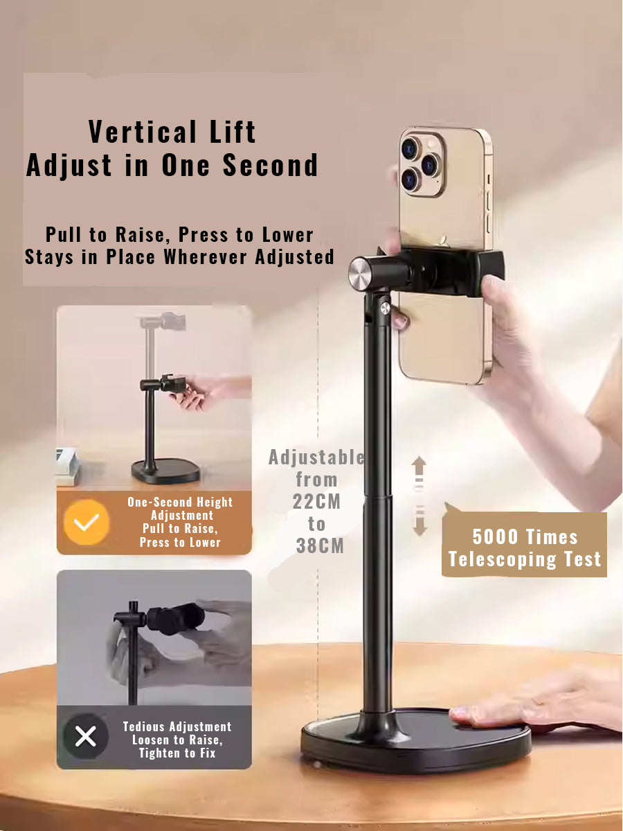 2026 New Multi-Functional Phone Stand - Height-Adjustable Rotatable Foldable Desktop Holder for Live Streaming TikTok Overhead Shooting Selfies