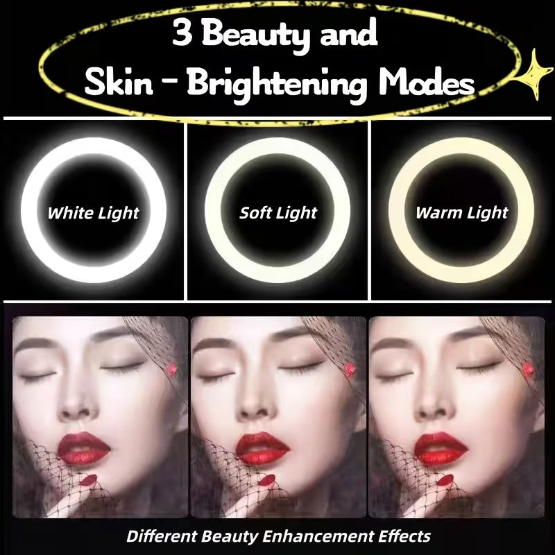 Universal 360° Rotatable Live Streaming Phone Stand with Dual - Clip Adapter, Dual Camera Setup & Beauty Fill Light, Youtube Streaming, Content Creation, Adjustable Stand, Modern Accessory, Highquality Materials, Durable Clip, Phone Mount