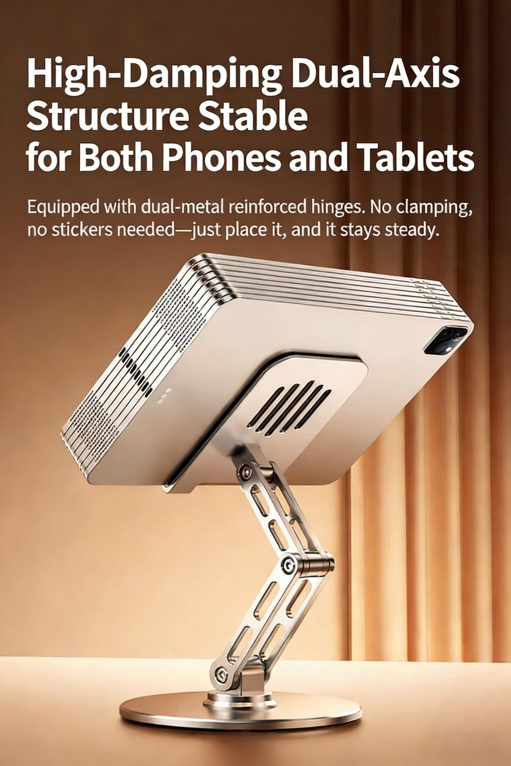 2026 New Aluminum Alloy Phone Tablet Stand - Foldable Height-Adjustable Desktop Holder for Live Streaming Drawing Online Classes